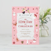 10th Day of Christmas Cute January Holiday Party Kaart (Staand voorkant)