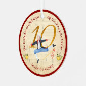 10th Day of Christmas Ten Lords A-Leaping Metalen Ornament (Voorkant links)