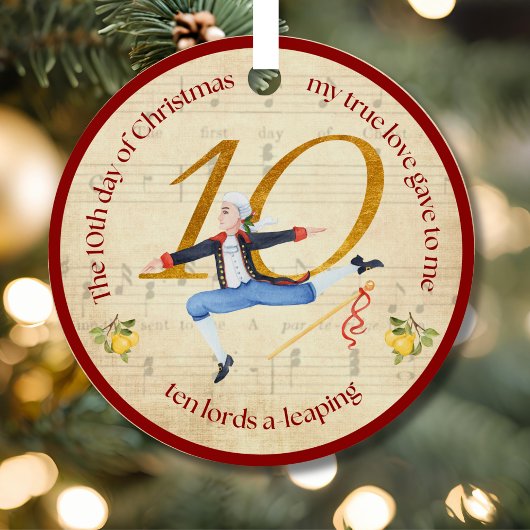10th Day of Christmas Ten Lords A-Leaping Metalen Ornament