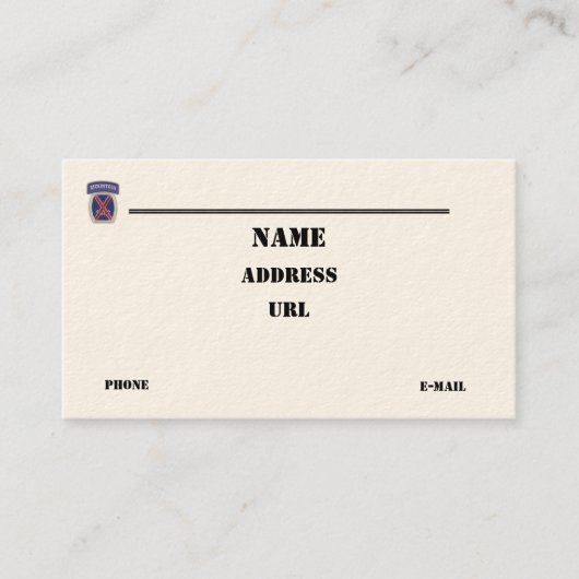 10th Mountain Division veteranen patch visitekaart Visitekaartje (Voorkant)