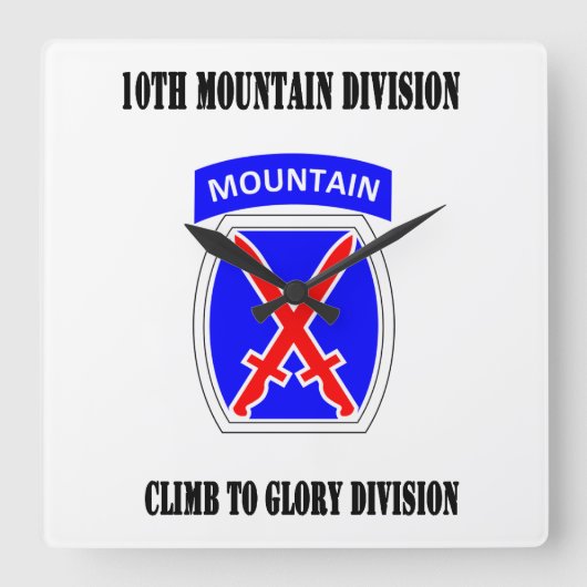 10th Mountain Division Wall Clock Vierkante Klok (Voorkant)