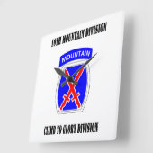 10th Mountain Division Wall Clock Vierkante Klok (Hoek)