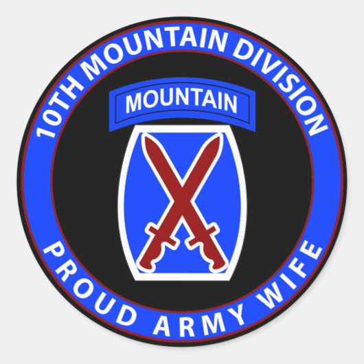 10th Mountain Vrouw Ronde Sticker (Voorkant)