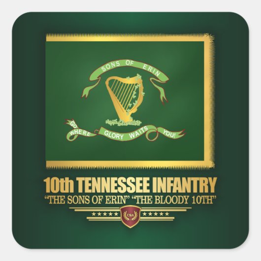 10th Tennessee Infantry Vierkante Sticker (Voorkant)