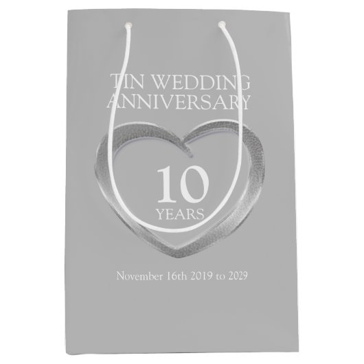 10th tin bruiloft jubileum foto cadeau tas medium cadeauzakje (Voorkant)