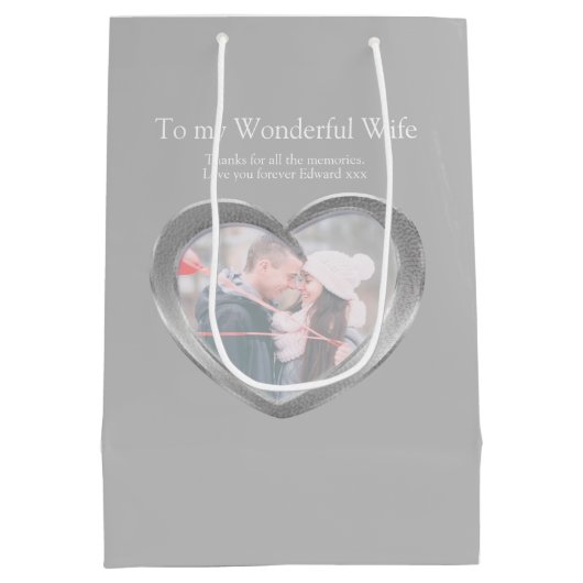 10th tin bruiloft jubileum foto cadeau tas medium cadeauzakje (Achterkant)