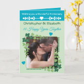 10th Tin Jubileum foto groen azuur Kaart (Gele Bloem)