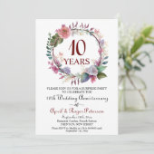 10th Tin Surprise Wedding Jubileum Floral Kaart (Staand voorkant)
