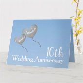 10th Tin Wedding Anniversary Ballon Kaart (Gele Bloem)
