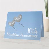 10th Tin Wedding Anniversary Ballon Kaart (Voorkant)