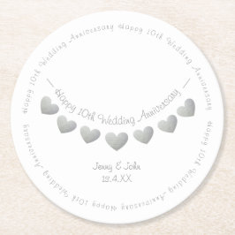 10th Tin Wedding Anniversary Bunting Ronde Kartonnen Onderzetter