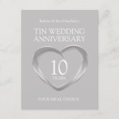 10th Tin Wedding Anniversary RSVP Maaltijdkeuze Informatiekaartje (Voorkant)