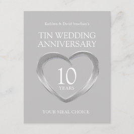 10th Tin Wedding Anniversary RSVP Maaltijdkeuze Informatiekaartje