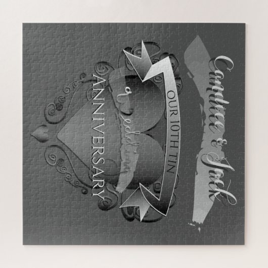 "10th Tin Wedding Jubileum"Aangepaste namen Legpuzzel (Horizontaal)
