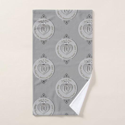 10th Tin Wedding Jubileum Badhanddoek Set Bad Handdoek (Handdoek)