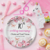 10th Tin Wedding Jubileum Blush Rozen Papieren Bordje (Feest)