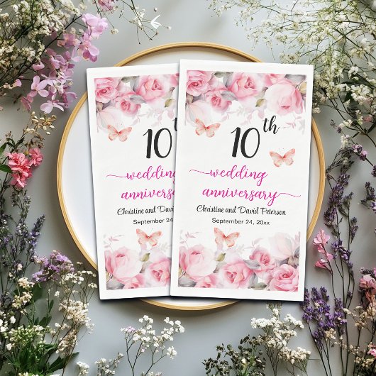 10th Tin Wedding Jubileum Blush Rozen Servet