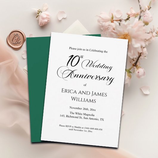 10th Tin Wedding Jubileum Elegant Script Kaart