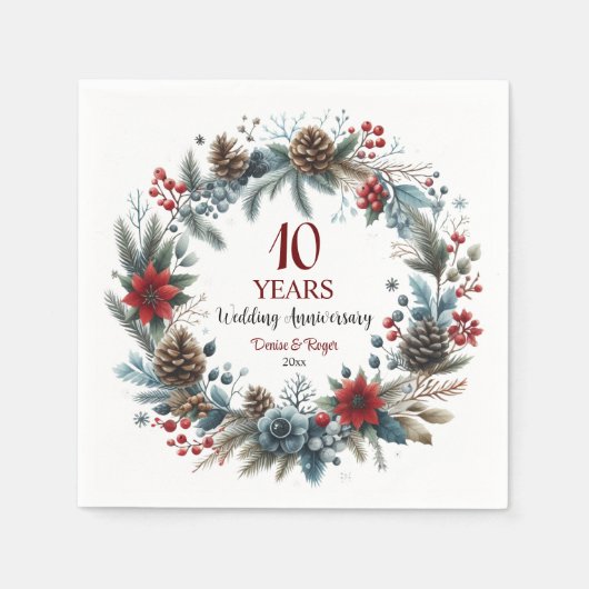 10th Tin Wedding Jubileum Elegant Winter Servet (Voorkant)
