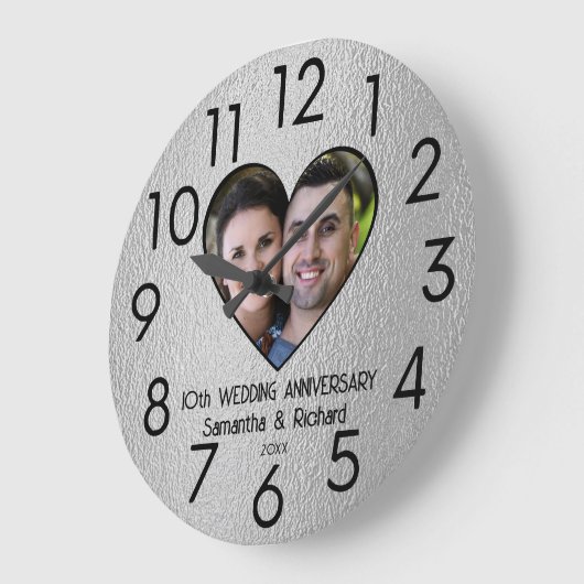 10th Tin Wedding Jubileum Paar Naam Foto Grote Klok (Hoek)