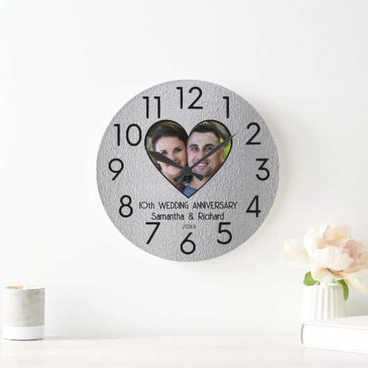 10th Tin Wedding Jubileum Paar Naam Foto Grote Klok (Huis)