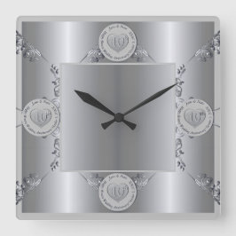10th Tin Wedding Jubileum Wall Clock Vierkante Klok