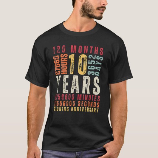 10th Wedding Anniversary 10 Years Old Marriott Vin T-shirt (Voorkant)