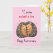 10th wedding anniversary Hedgehogs cuddling Kaart (Gele Bloem)