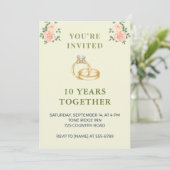 10th Wedding Anniversary Invitation | Elegant Ring Kaart (Staand voorkant)