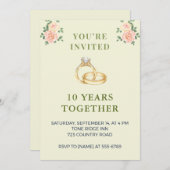 10th Wedding Anniversary Invitation | Elegant Ring Kaart (Voorkant / Achterkant)