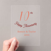 10th wedding anniversary peach pastel name retro b acryl uitnodigingen (Insitu (Draagbaar))