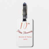 10th wedding anniversary peach pastel name retro b bagagelabel (Achterkant verticaal)