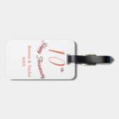 10th wedding anniversary peach pastel name retro b bagagelabel (Achterkant horizontaal)