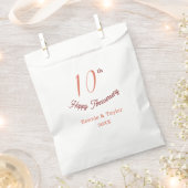 10th wedding anniversary peach pastel name retro b bedankzakje (Geknipt)