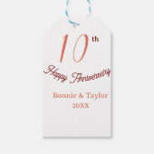10th wedding anniversary peach pastel name retro b cadeaulabel (Voorkant)
