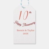 10th wedding anniversary peach pastel name retro b cadeaulabel (Achterkant)