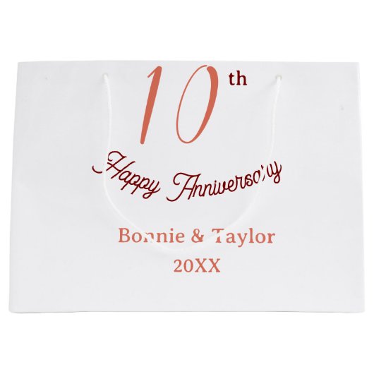 10th wedding anniversary peach pastel name retro b groot cadeauzakje (Voorkant)
