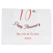 10th wedding anniversary peach pastel name retro b groot cadeauzakje (Achterkant)