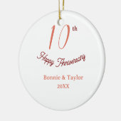 10th wedding anniversary peach pastel name retro b keramisch ornament (Links)