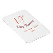 10th wedding anniversary peach pastel name retro b magneet (Rechterzijde)