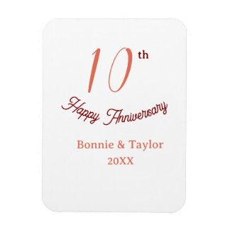 10th wedding anniversary peach pastel name retro b magneet