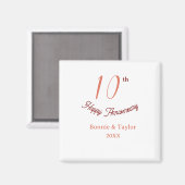 10th wedding anniversary peach pastel name retro b magneet (Voorkant / Achterkant)