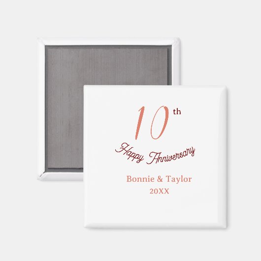 10th wedding anniversary peach pastel name retro b magneet (Voorkant / Achterkant)