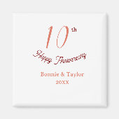 10th wedding anniversary peach pastel name retro b magneet (Voorkant)