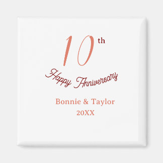 10th wedding anniversary peach pastel name retro b magneet