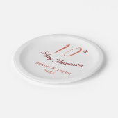 10th wedding anniversary peach pastel name retro b papieren bordje (Gekanteld)
