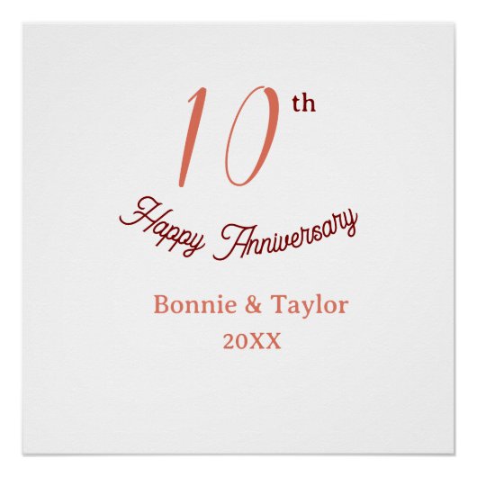 10th wedding anniversary peach pastel name retro b perfect poster (Voorkant)