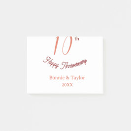 10th wedding anniversary peach pastel name retro b post-it® notes