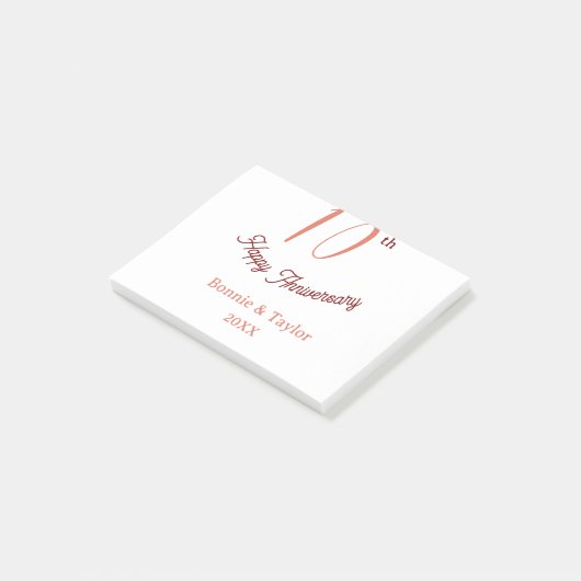 10th wedding anniversary peach pastel name retro b post-it® notes (Schuin)