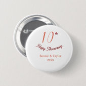 10th wedding anniversary peach pastel name retro b ronde button 5,7 cm (Voorkant /achterkant)